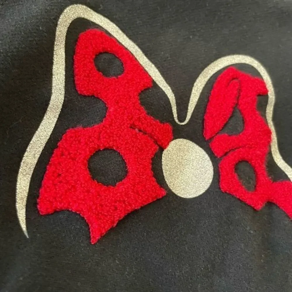 Disney Minnie Mouse Hooded Full Zip Jacket Fleece Lined Hoodie Black Size‎ Large